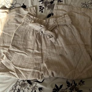 Tan/White Flowy Boho Comfy Striped Pants